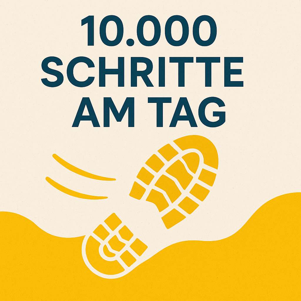 Schuhabdruck mit Bewegungslinien als Symbol für 10.000 Schritte am Tag